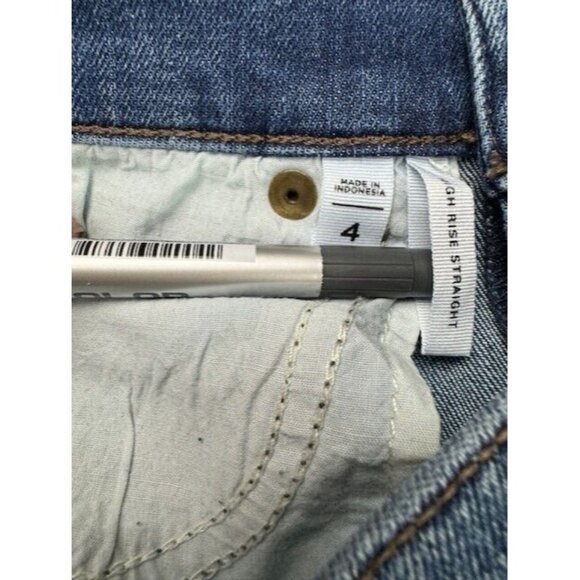 Loft Size 4 Womens Jeans High Rise Straight Mid Rise Stretch Crop Cuff - Picture 2 of 5
